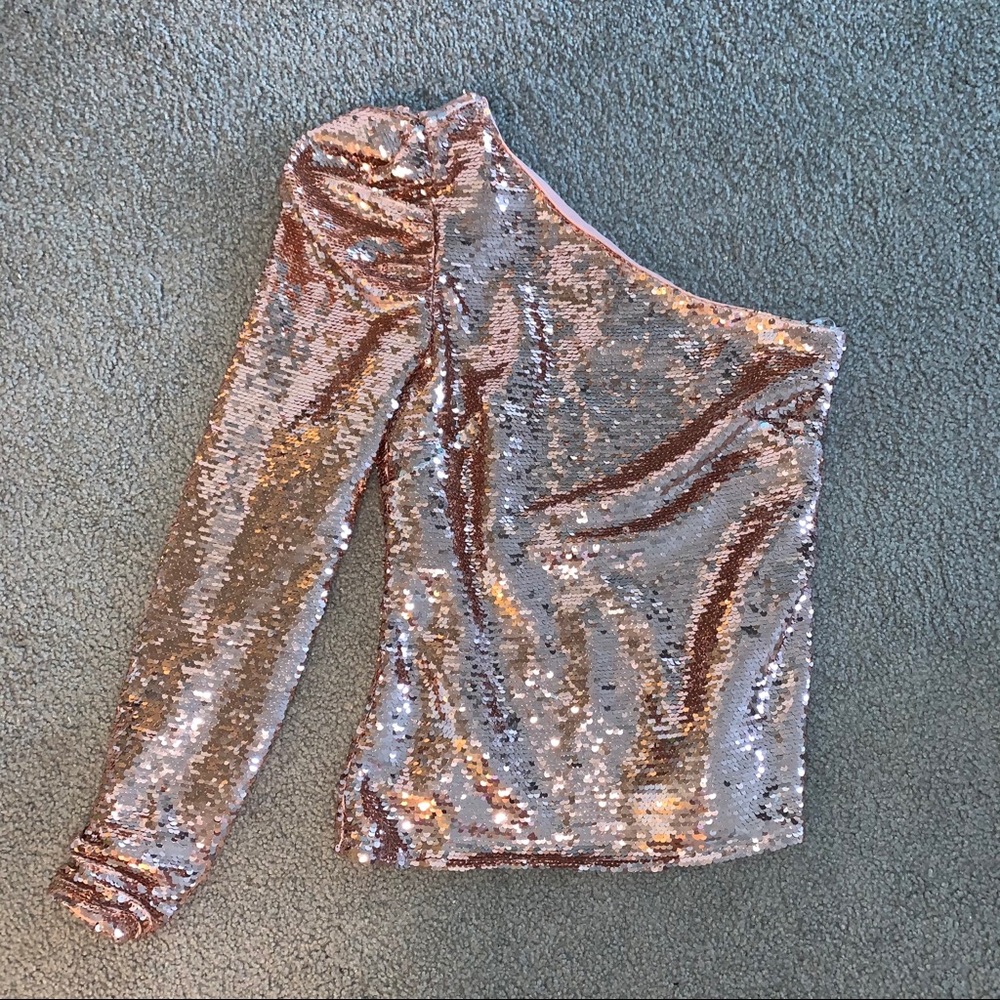 Lovers and Friends Pink Sequin One Shoulder